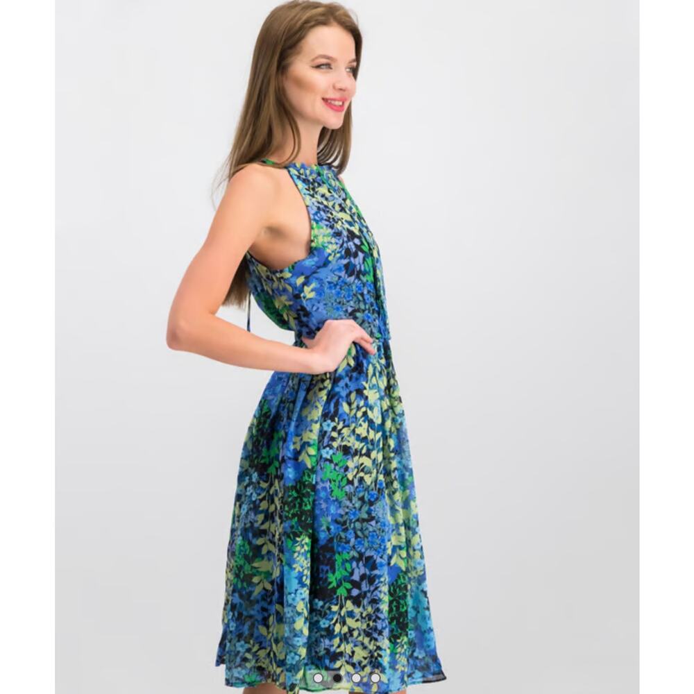 Nicole Miller Studio blue floral dress size 4 - Picture 3 of 14